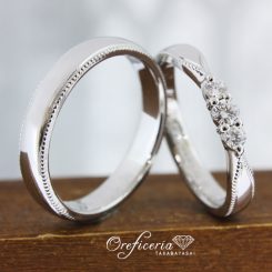 浜松　プラチナ結婚指輪　大きめダイヤモンドで華やかに