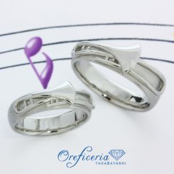 浜松　プラチナ結婚指輪　楽器を立体的に表現（トロンボーン）