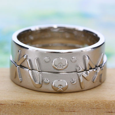 浜松　プラチナ【オーダーメイド結婚指輪】２本合わせてひとつのデザイン（クマ）