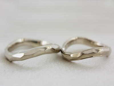 浜松　ゴールド【オーダーメイド結婚指輪】シャンパンゴールドの多面体デザイン