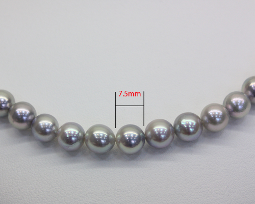 あこや真珠ネックレス ナチュラルグレー7～7.5mm