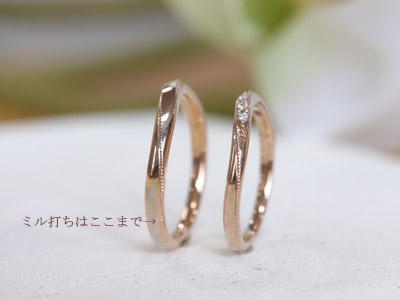 浜松　ゴールド【オーダーメイド結婚指輪】細身のリングに輝く小さなきらめき
