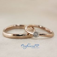 結婚指輪・鍛造　大きめのダイヤで婚約指輪としてもOK！