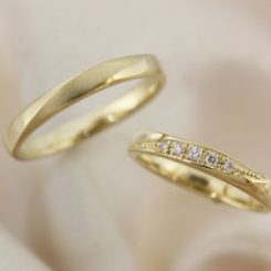 浜松　プラチナ結婚指輪・鍛造　シンプルでスタイリッシュなグリーンゴールド！