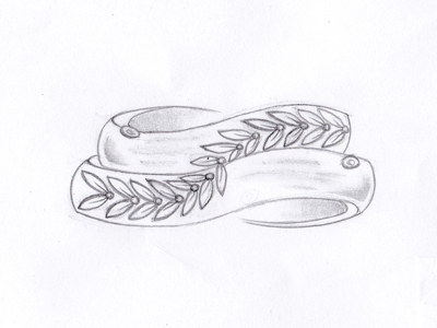 浜松　【手作り結婚指輪】木をモチーフにした自然味あふれるリング　デザイン画
