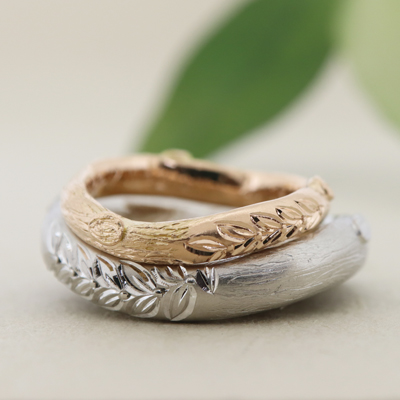 浜松　結婚指輪　木をモチーフにした自然味あふれるリング