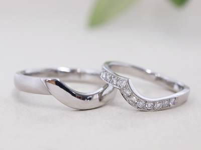 浜松　プラチナ【オーダーメイド結婚指輪】個性的な形の重ね着けもオーダーメイドなら叶う