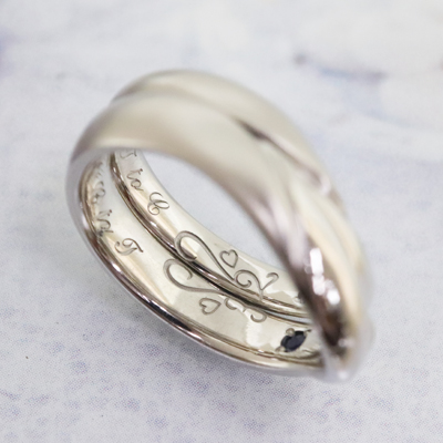 浜松　プラチナ結婚指輪ー鍛造・オリジナルデザインをレーザーマーキング
