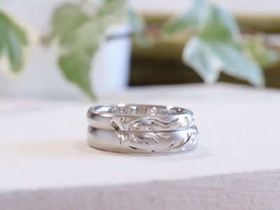 浜松　プラチナ【オーダーメイド結婚指輪】躍動感あふれるフェニックスデザイン彫り