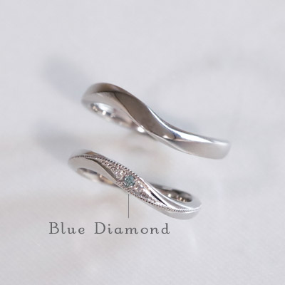 浜松　プラチナ【オーダーメイド結婚指輪】シンプルなリングにダイヤとミル打ちを追加