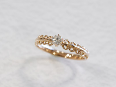 浜松　ピンクゴールド婚約指輪　枠代97,500円（税抜）～カジュアルに使いやすい