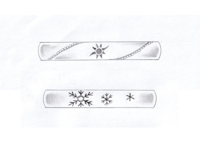 浜松　プラチナ【オーダーメイド結婚指輪】キラリと光る太陽と雪の結晶/デザイン画
