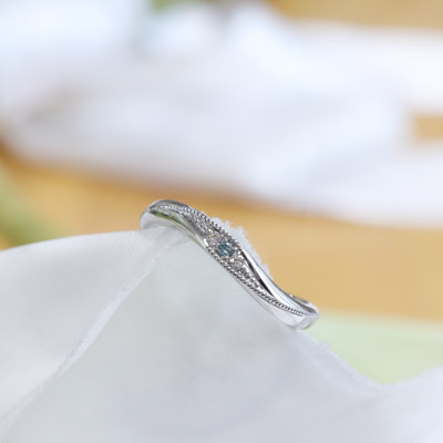 浜松　プラチナ【オーダーメイド結婚指輪】シンプルなリングにダイヤとミル打ちを追加