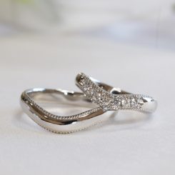 浜松　プラチナ結婚指輪・鍛造　存在感のあるミル打ちとダイヤモンド