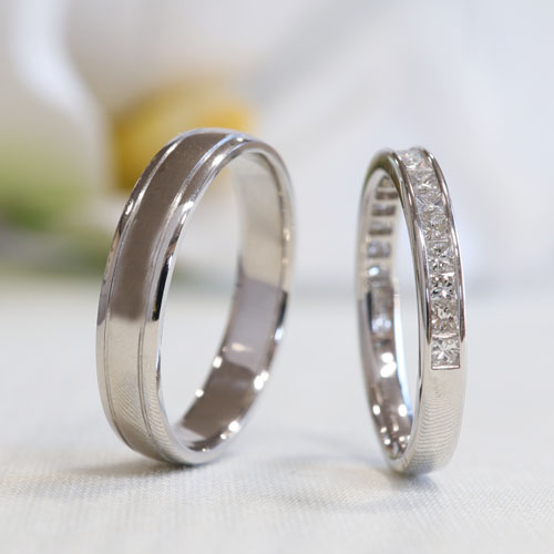 浜松　プラチナ【オーダーメイド結婚指輪】上品な輝きのプリンセスカットエタニティリング