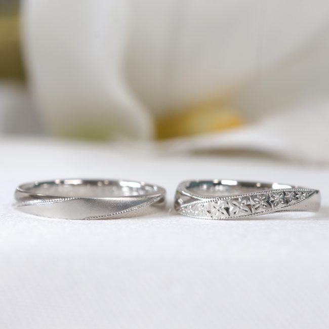 【オーダーメイド結婚指輪】千葉県 D&Sさま／毎回丁寧に対応してくださいました　ワスレナグサ