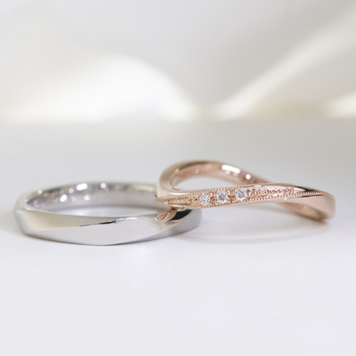 【結婚指輪】浜松市　T&Tさま／2人の個性に合わせながらペアのリングを作ることができました