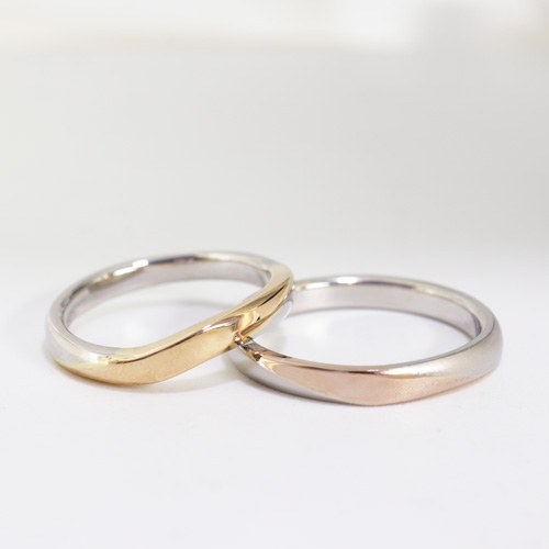 【オーダーメイド結婚指輪】プラチナ×ゴールドで華やかコンビカラー