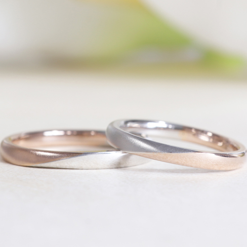 【オーダーメイド結婚指輪】プラチナ×ピンクゴールドのコンビデザイン