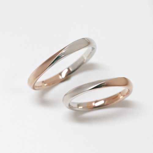 浜松【オーダーメイド結婚指輪】プラチナ×ピンクゴールドのコンビデザイン