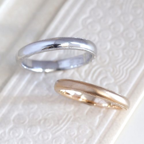 浜松【手作り結婚指輪】ミル打ちとマット加工でアンティークな雰囲気に