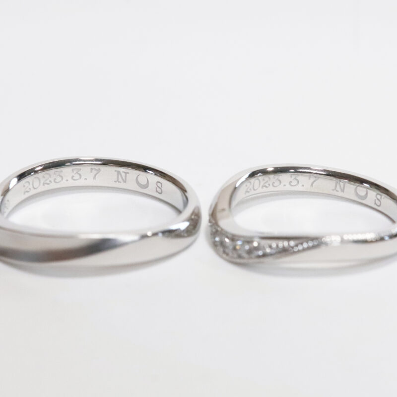 浜松　オーダーメイド結婚指輪／三日月をイメージしたVライン