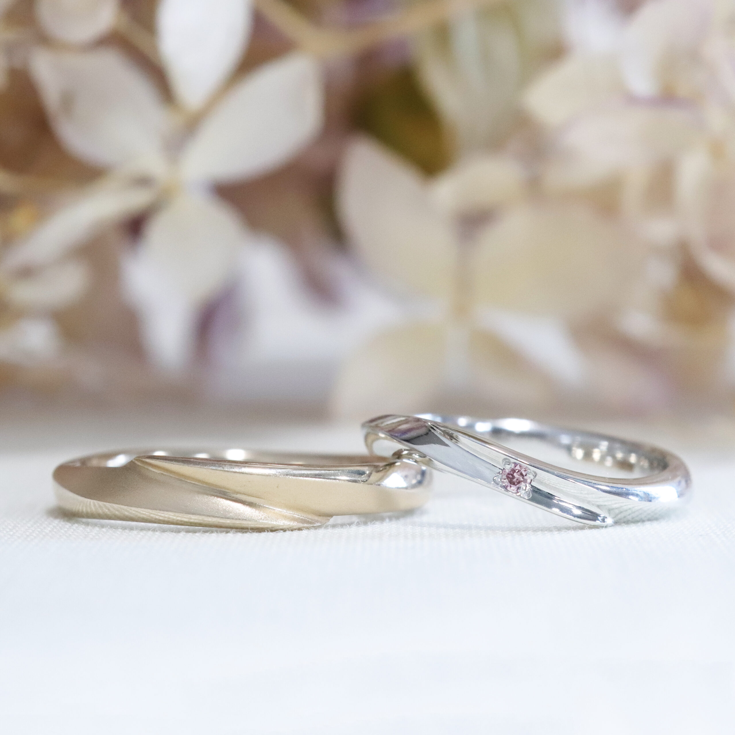 浜松　オーダーメイド結婚指輪／淡いカラーが優しく輝くナチュラルピンクダイヤモンド