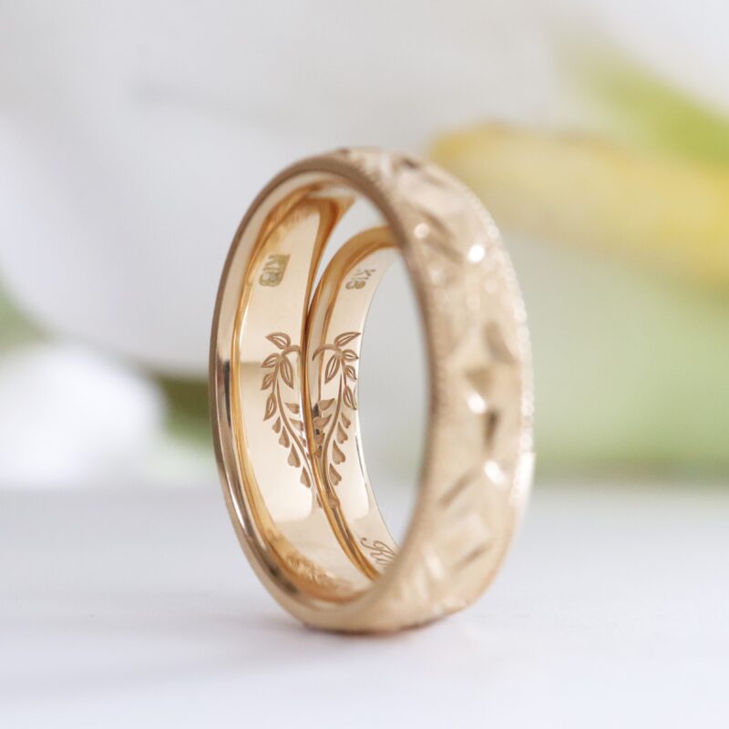 浜松　オーダーメイド結婚指輪／藤の花の刻印