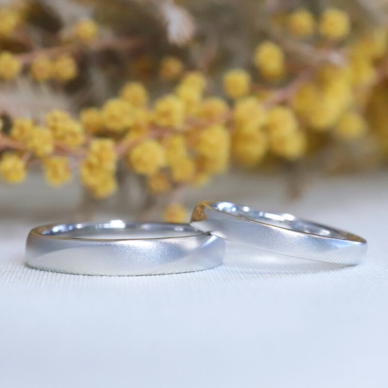 浜松　オーダーメイド結婚指輪／ミモザの刻印