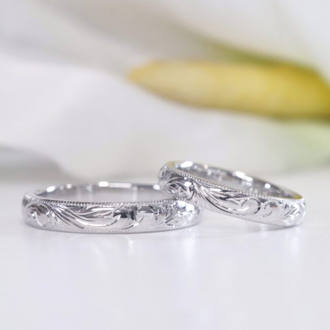 手作り結婚指輪／ハワイアンジュエリーのような波の彫り