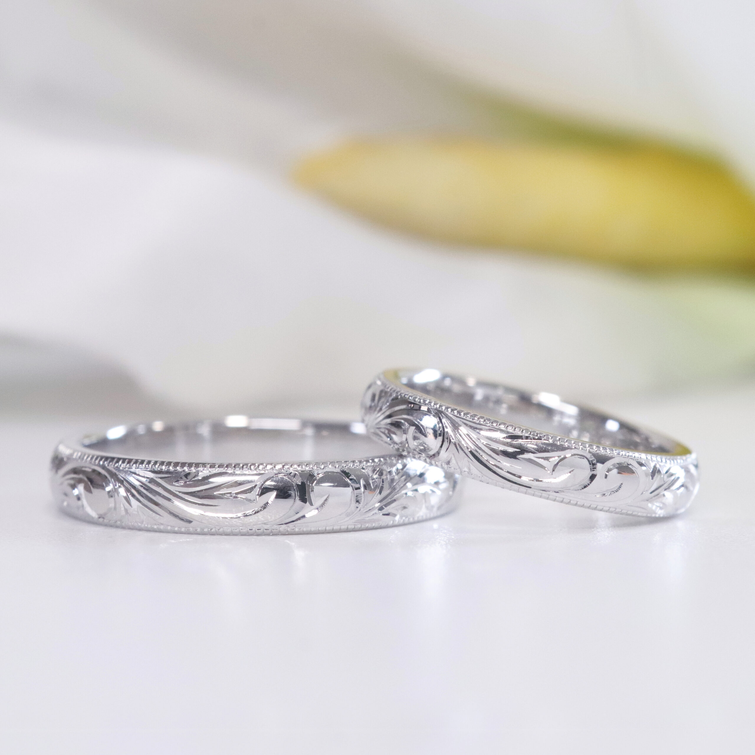 手作り結婚指輪／ハワイアンジュエリーのような波の彫り