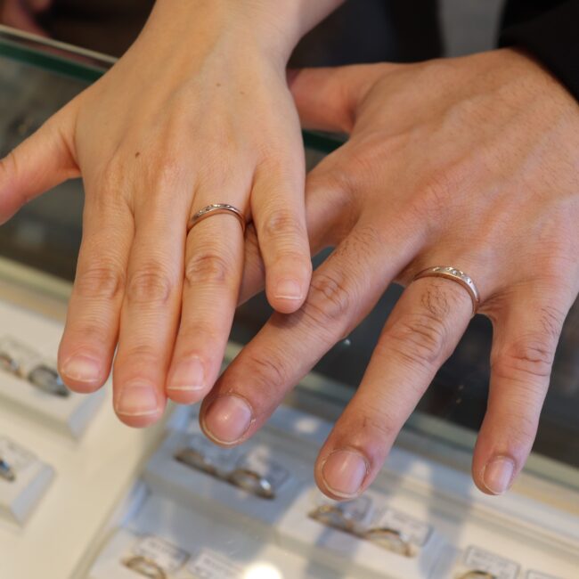 浜松　オーダーメイド結婚指輪／桜手彫り・ピンクダイヤ