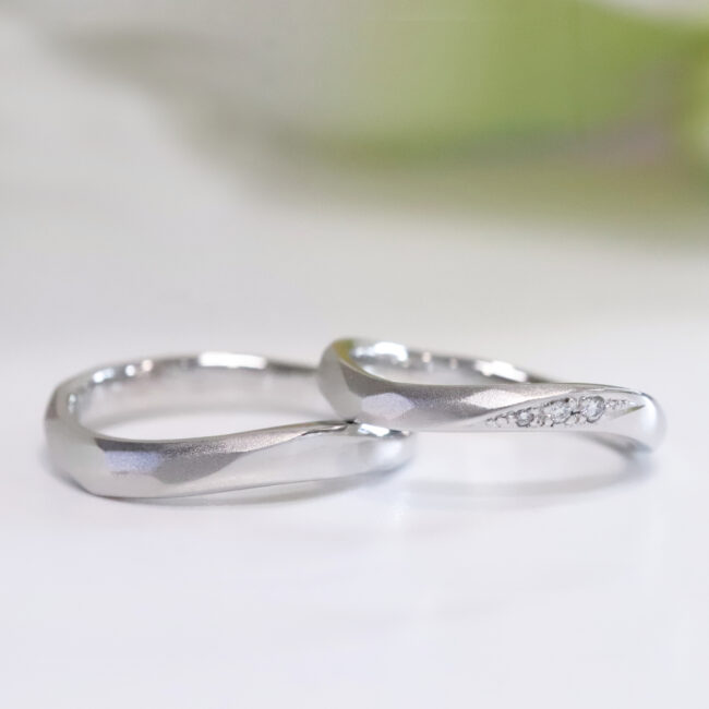 浜松　オーダーメイド結婚指輪／ランダムな多面体と鏡面仕上げのコントラスト