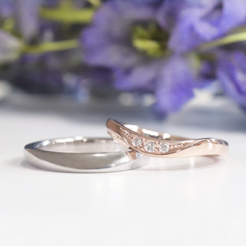 浜松　オーダーメイド結婚指輪／藤の花の刻印