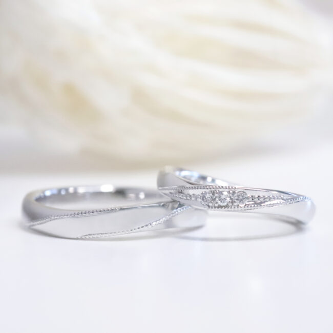 浜松　オーダーメイド結婚指輪／チューリップの刻印