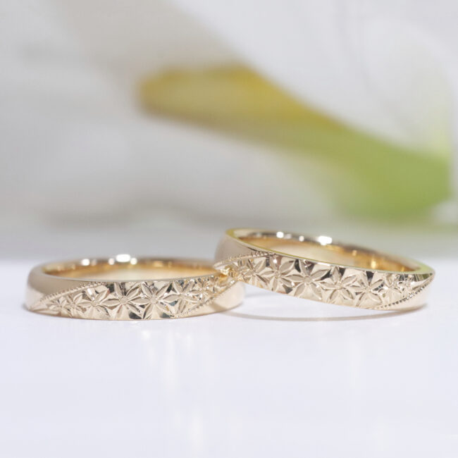 浜松　オーダーメイド結婚指輪／ジャスミン手彫り